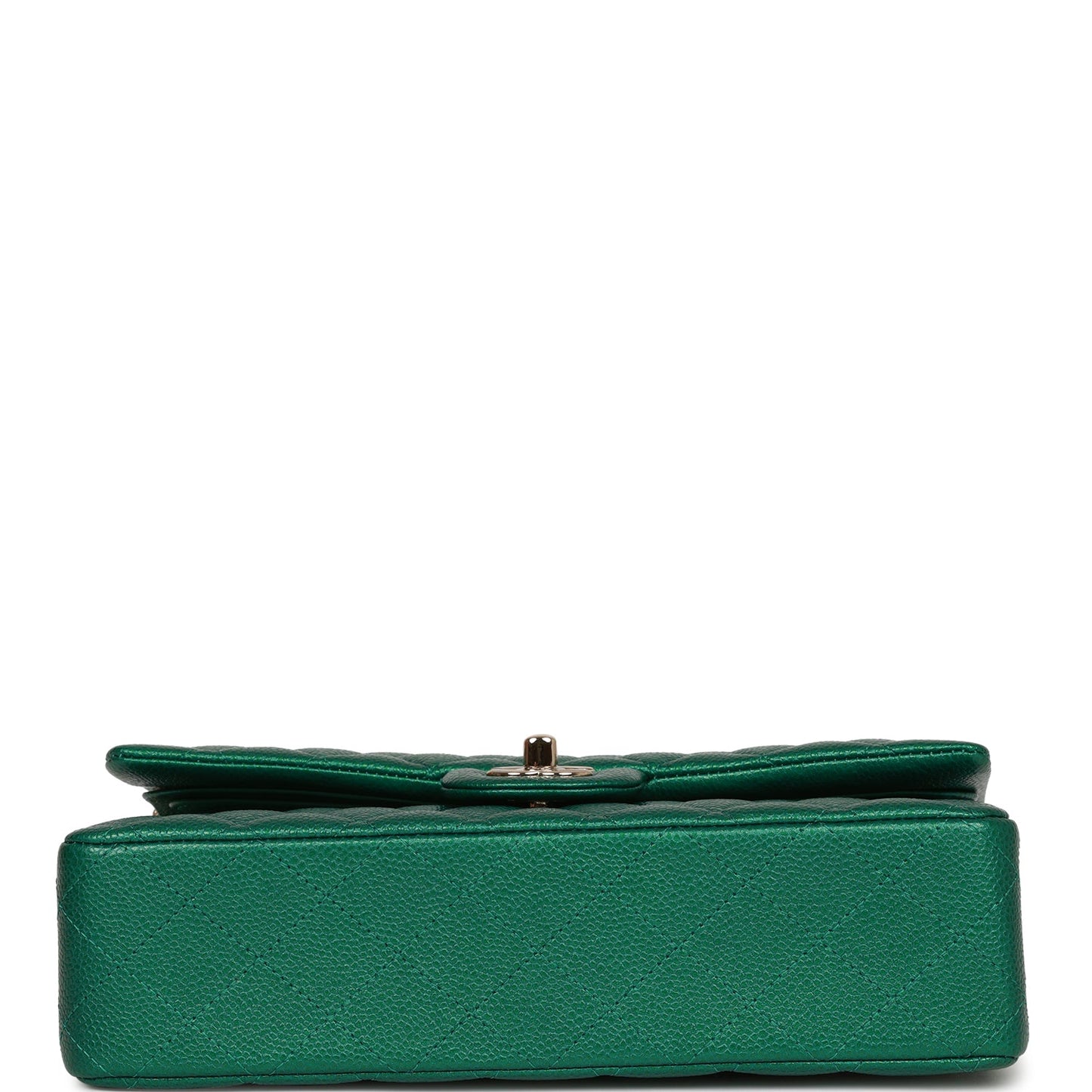 Chanel Medium Classic Double Flap Bag Green Metallic Caviar Light Gold Hardware