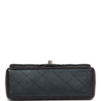 Chanel Mini Rectangular Flap Bag Black Metallic Lambskin Light Gold Hardware