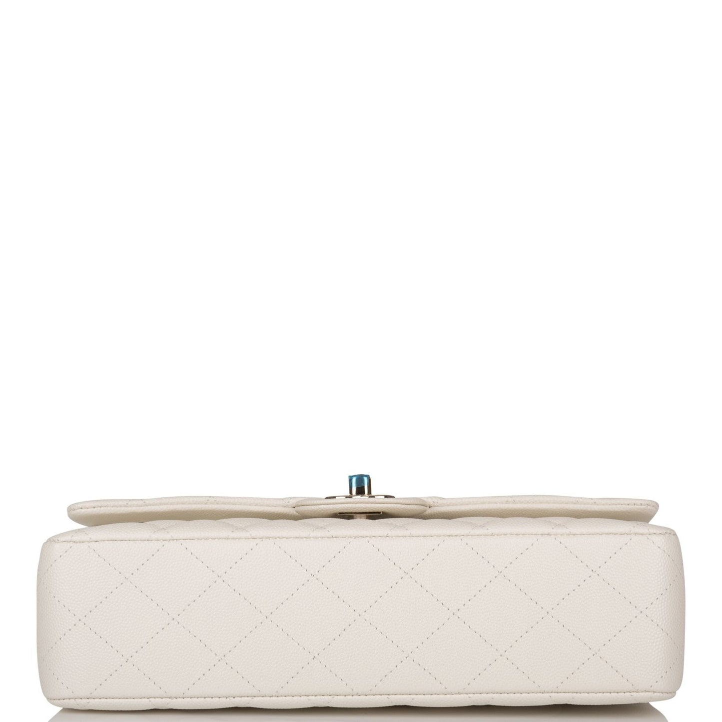 Chanel White Quilted Caviar Medium Classic Double Flap Bag Light Gold Hardware