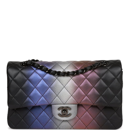 Chanel Medium Classic Double Flap Bag Multicolor Iridescent Calfskin Black Hardware