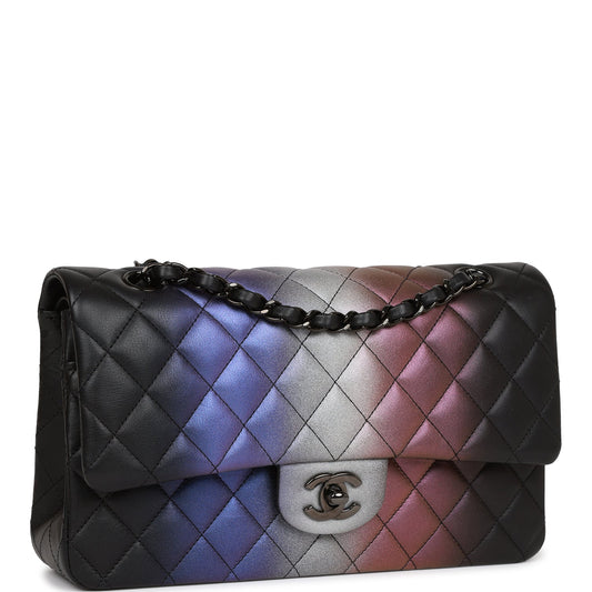Chanel Medium Classic Double Flap Bag Multicolor Iridescent Calfskin Black Hardware