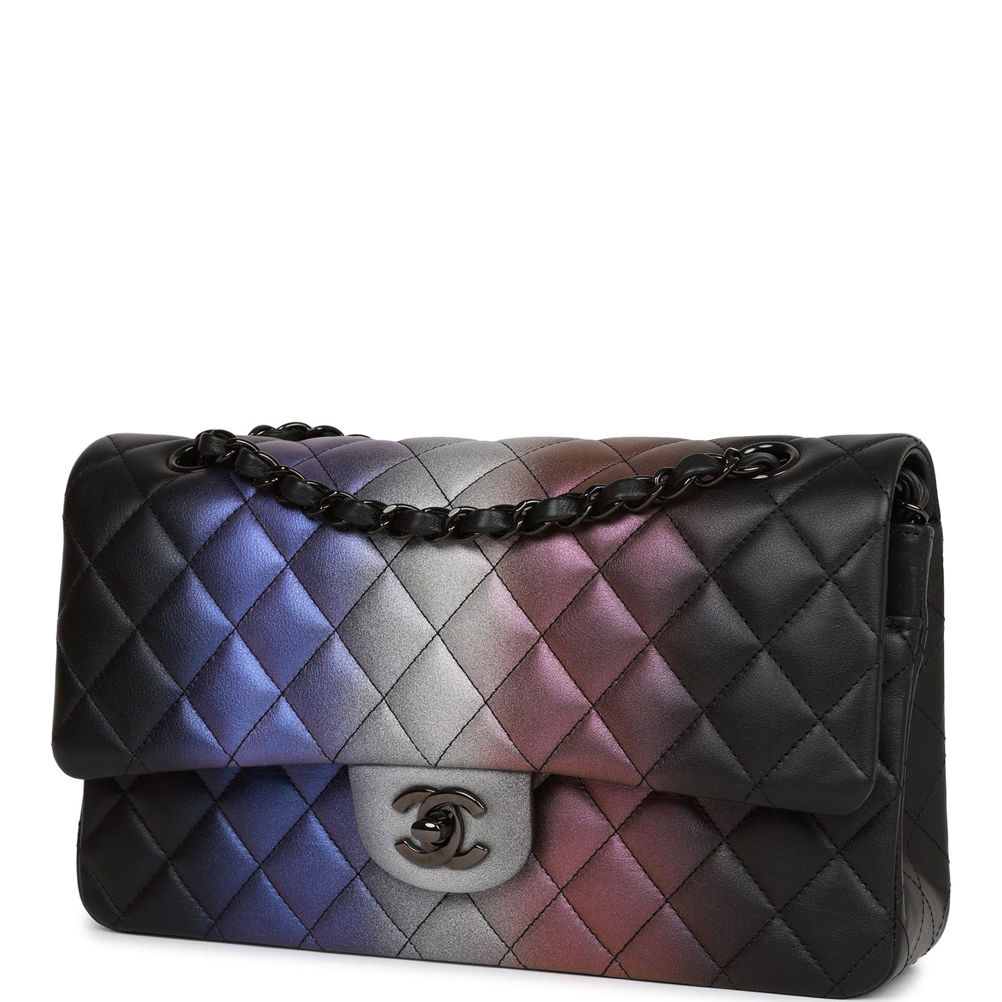 Chanel Medium Classic Double Flap Bag Multicolor Iridescent Calfskin Black Hardware