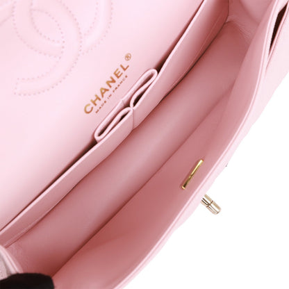Chanel Medium Classic Double Flap Bag Light Pink Caviar Light Gold Hardware