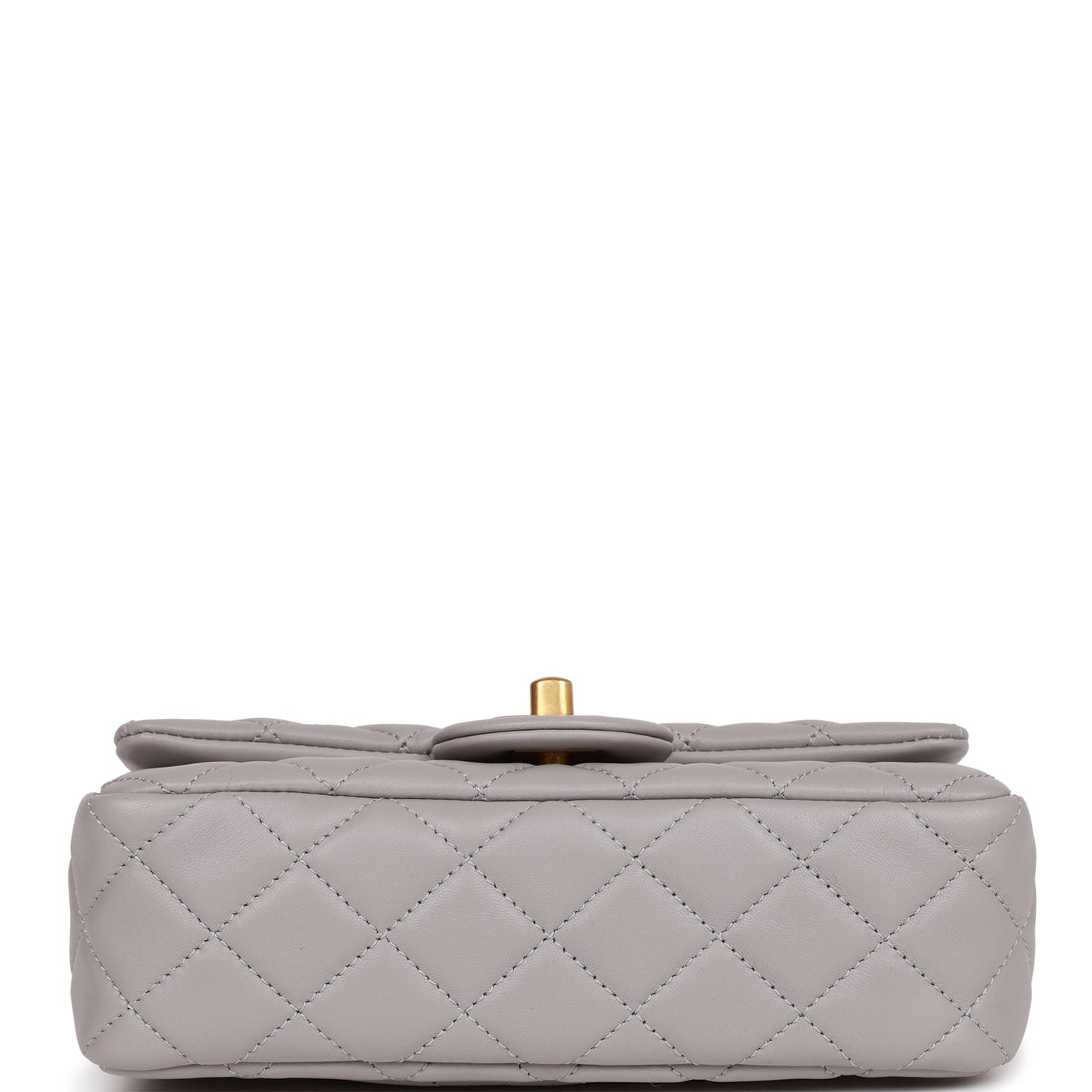 Chanel Pearl Crush Mini Rectangular Flap Bag Light Grey Lambskin Antique Gold Hardware