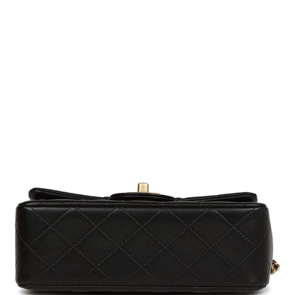 Chanel Rectangular Mini Flap Bag with Top Handle Black Lambskin Antique Gold Hardware