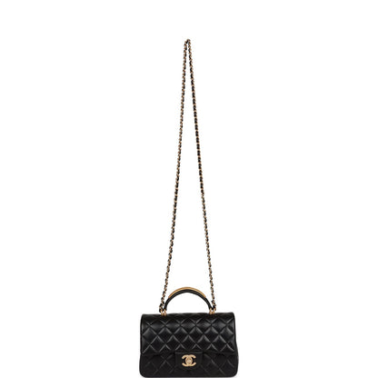 Chanel Rectangular Mini Flap Bag with Top Handle Black Lambskin Antique Gold Hardware