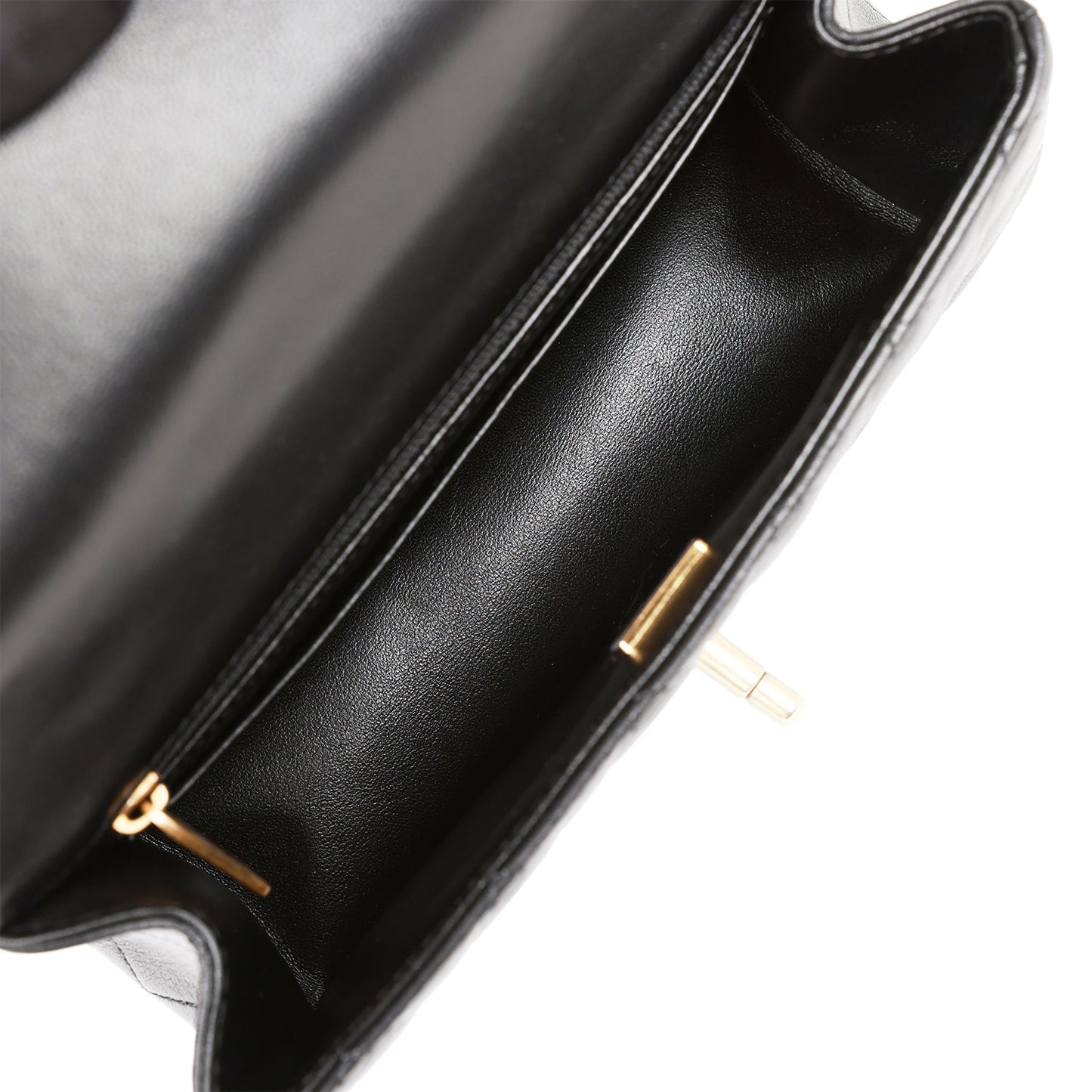 Chanel Rectangular Mini Flap Bag with Top Handle Black Lambskin Antique Gold Hardware