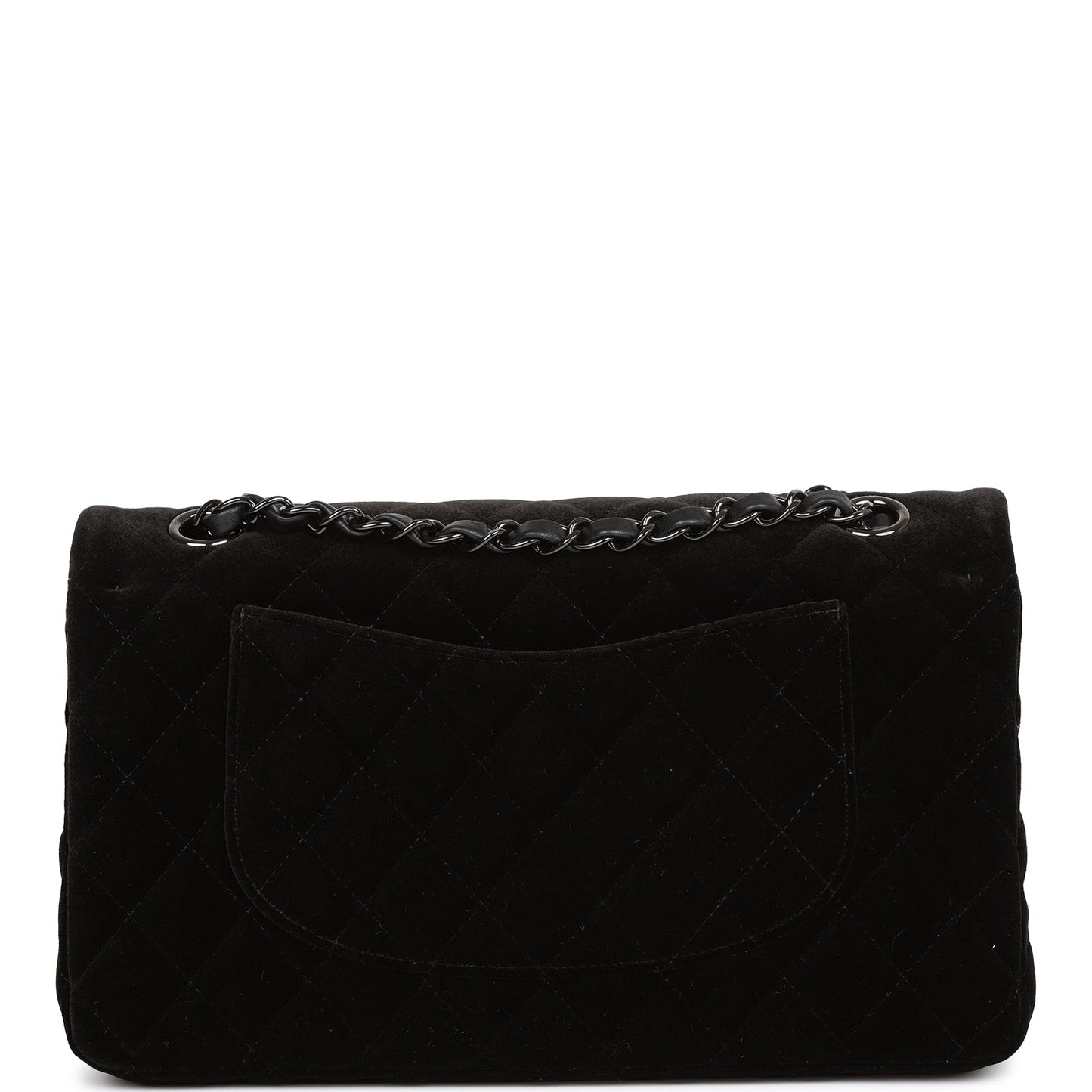 Chanel Medium Classic Double Flap Bag Black Velvet Ruthenium Hardware