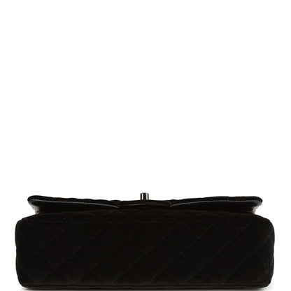 Chanel Medium Classic Double Flap Bag Black Velvet Ruthenium Hardware