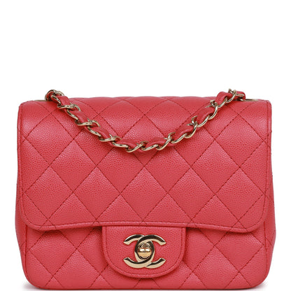 Chanel Mini Square Flap Bag Pink Caviar Gold Hardware
