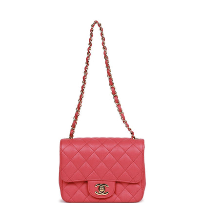 Chanel Mini Square Flap Bag Pink Caviar Gold Hardware