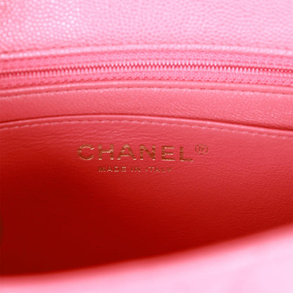 Chanel Mini Square Flap Bag Pink Caviar Gold Hardware