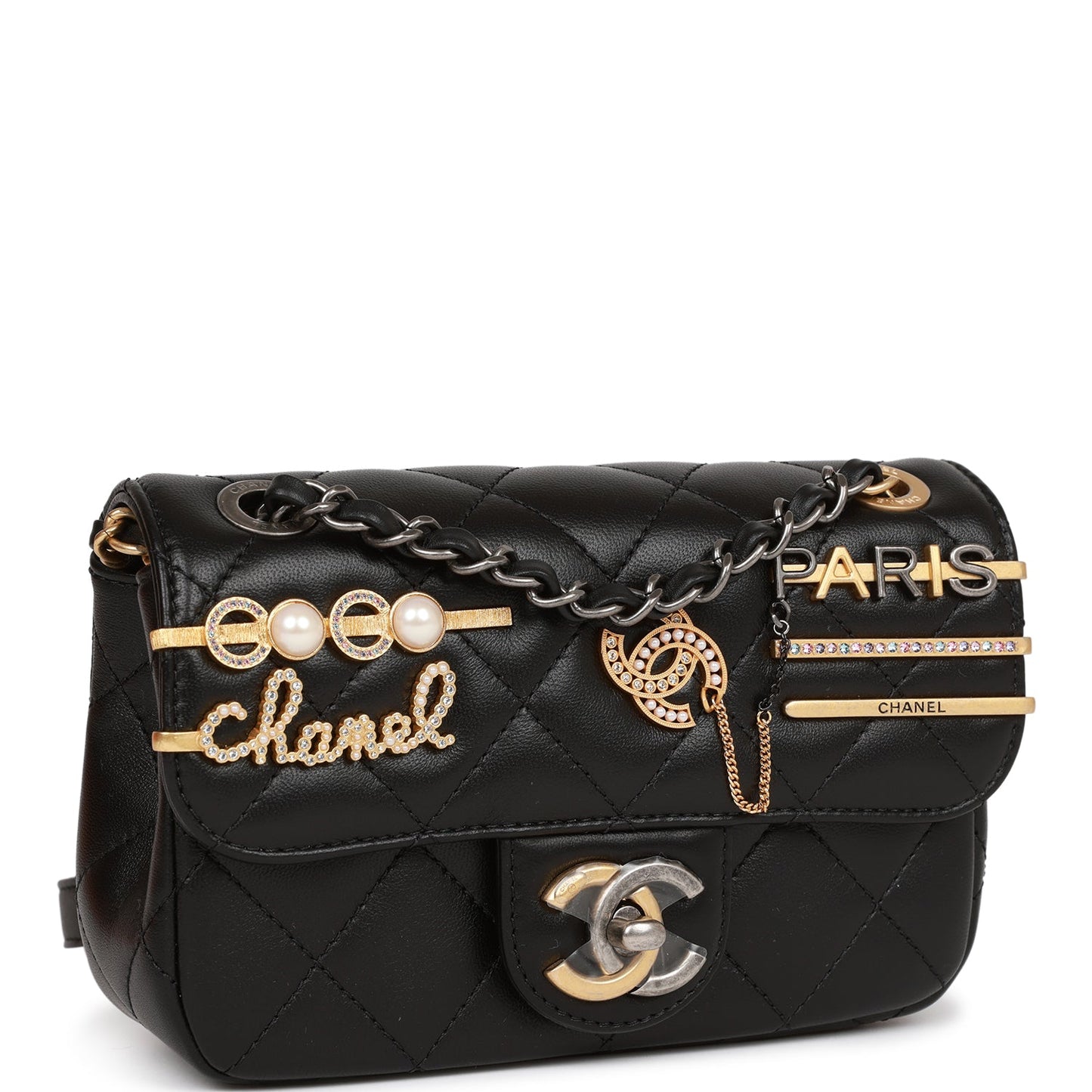 Chanel Coco Clips Mini Rectangular Flap Bag Black Lambskin Mixed Hardware