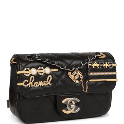 Chanel Coco Clips Mini Rectangular Flap Bag Black Lambskin Mixed Hardware