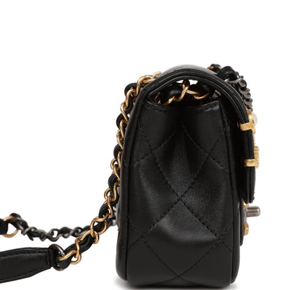 Chanel Coco Clips Mini Rectangular Flap Bag Black Lambskin Mixed Hardware