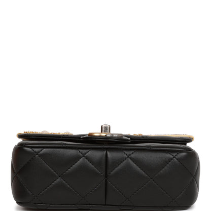 Chanel Coco Clips Mini Rectangular Flap Bag Black Lambskin Mixed Hardware