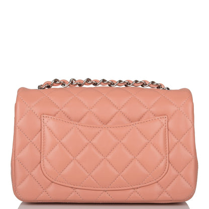 Chanel Mini Rectangular Flap Bag Rose Lambskin Silver Hardware