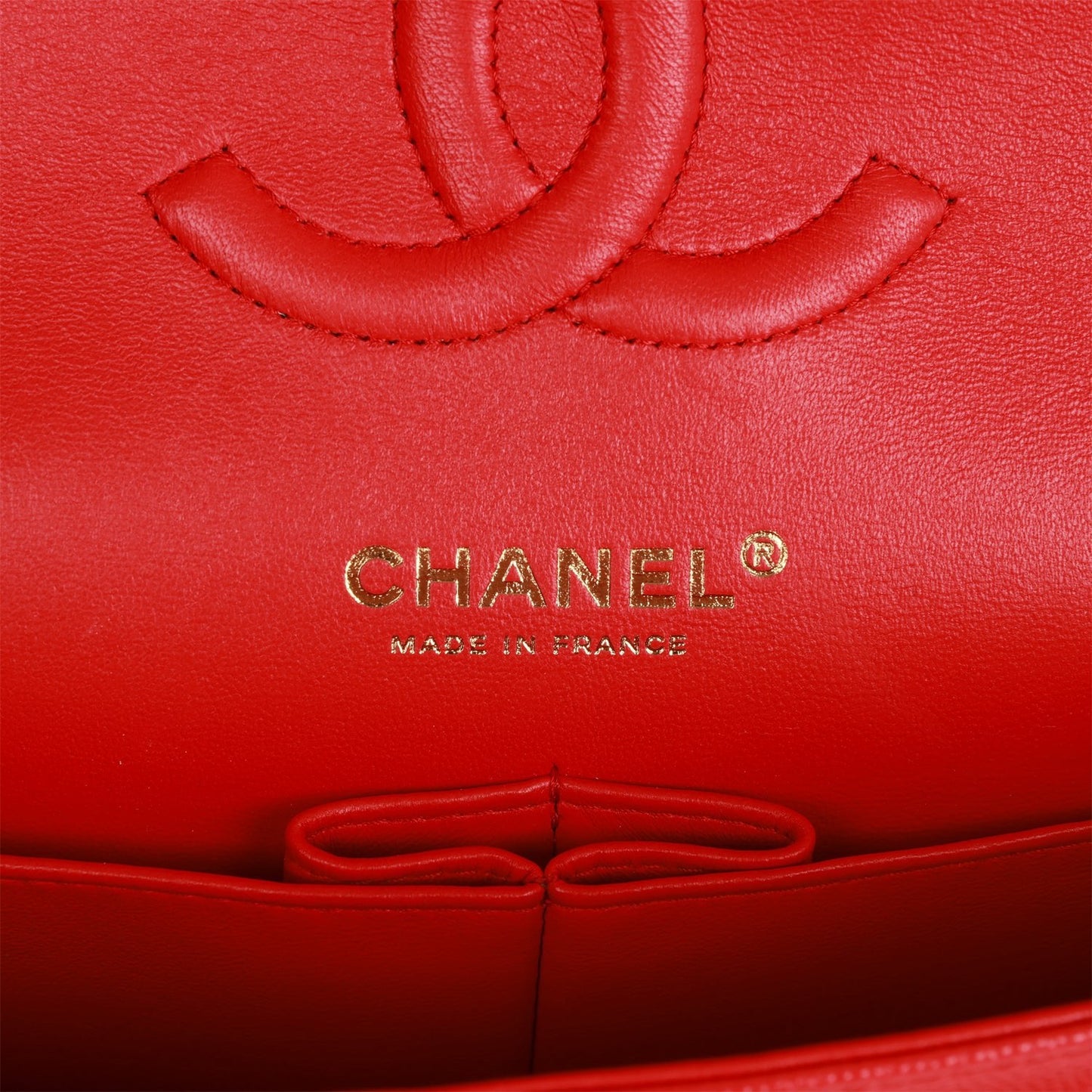 Chanel Medium Classic Double Flap Bag Red Caviar Light Gold Hardware