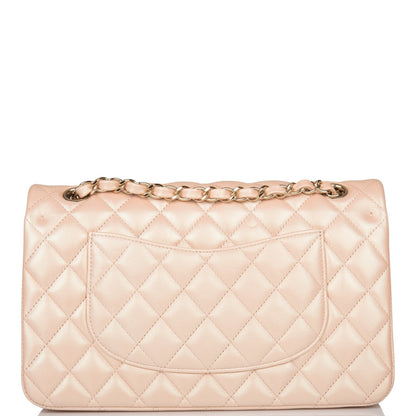 Chanel Medium Classic Double Flap Bag Beige Iridescent Calfskin Light Gold Hardware