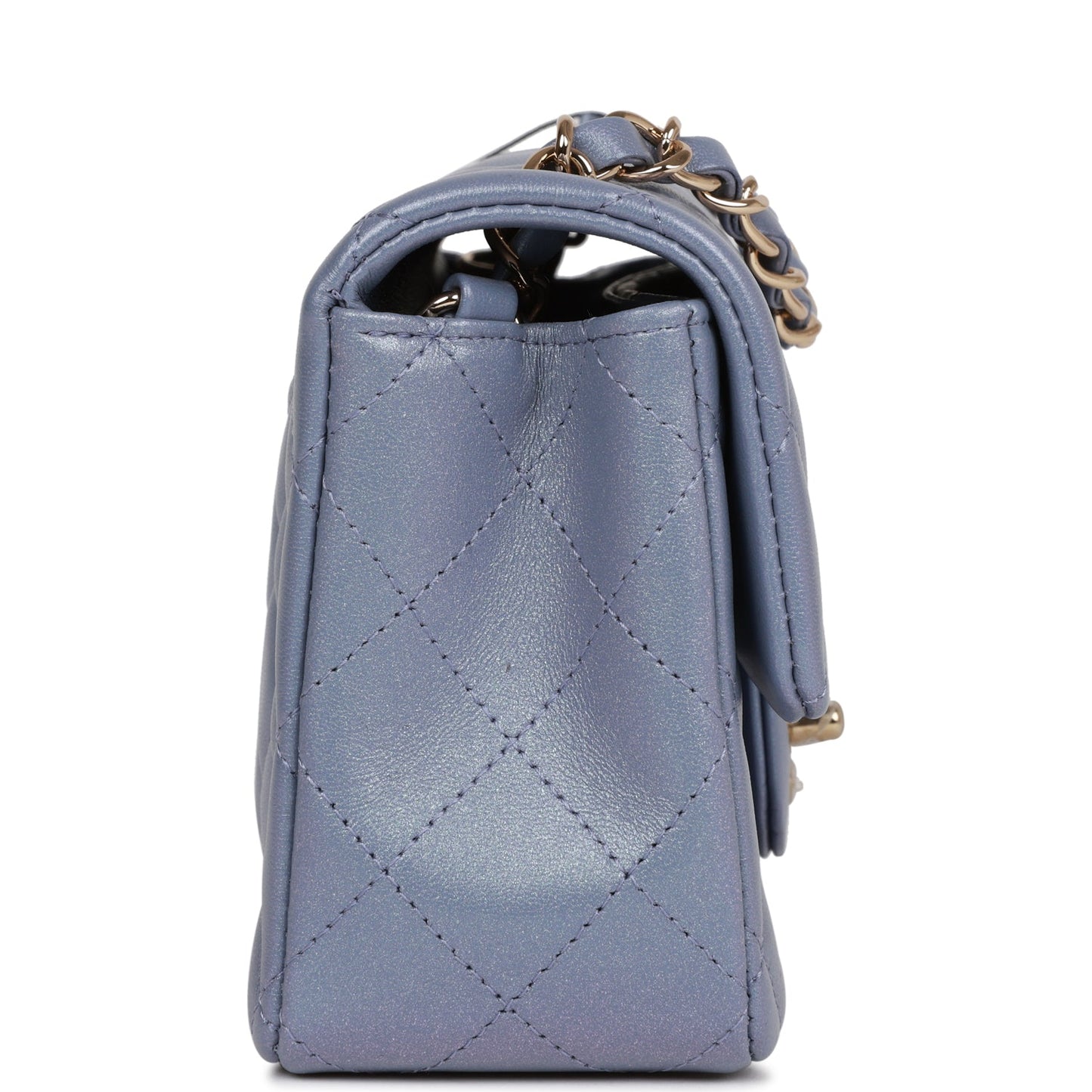 Chanel Mini Rectangular Flap Bag Light Purple Iridescent Quilted Lambskin Light Gold Hardware