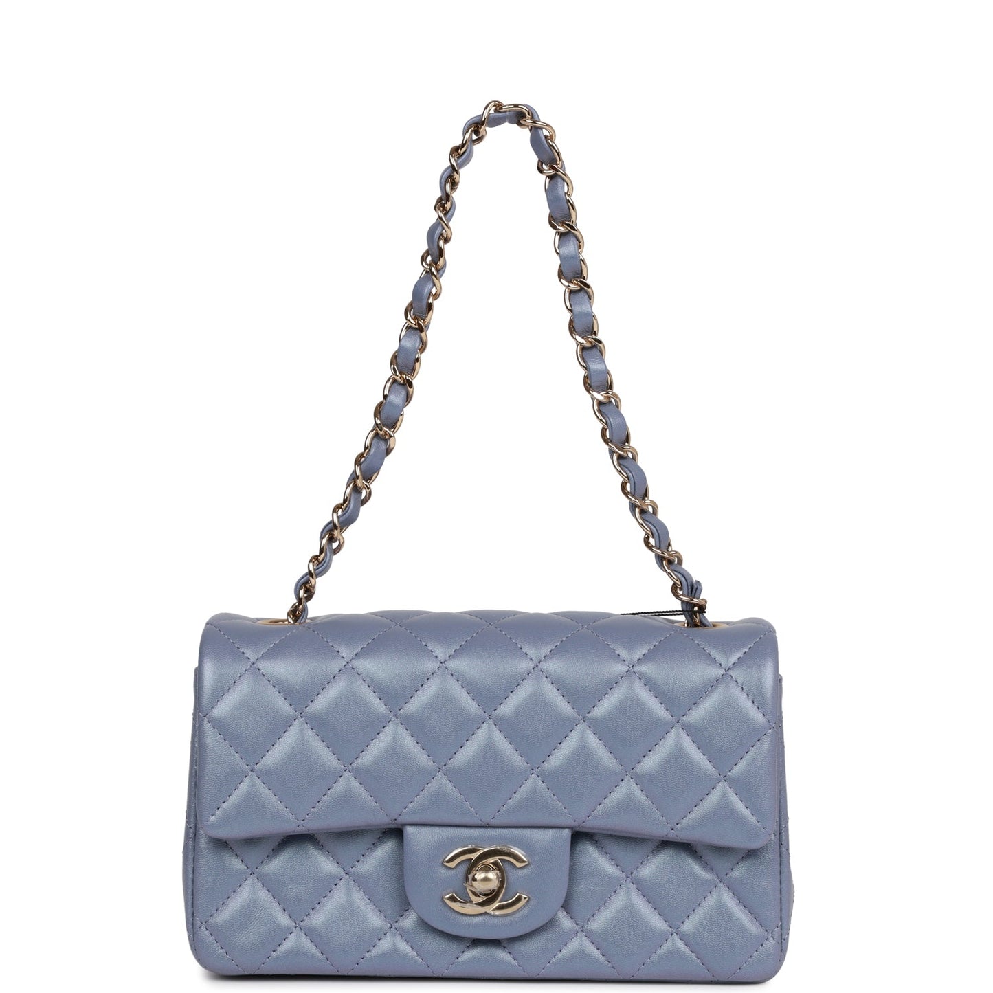 Chanel Mini Rectangular Flap Bag Light Purple Iridescent Quilted Lambskin Light Gold Hardware