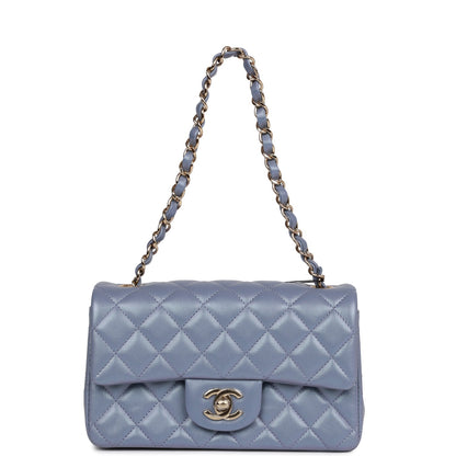 Chanel Mini Rectangular Flap Bag Light Purple Iridescent Quilted Lambskin Light Gold Hardware