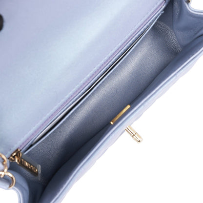 Chanel Mini Rectangular Flap Bag Light Purple Iridescent Quilted Lambskin Light Gold Hardware