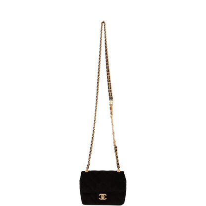 Chanel Mini Flap Bag Black Velvet Enamel and Gold Hardware