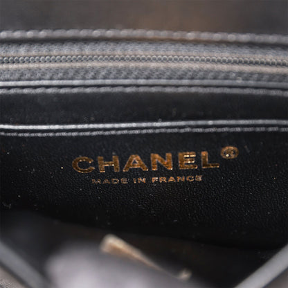 Chanel Mini Flap Bag Black Velvet Enamel and Gold Hardware