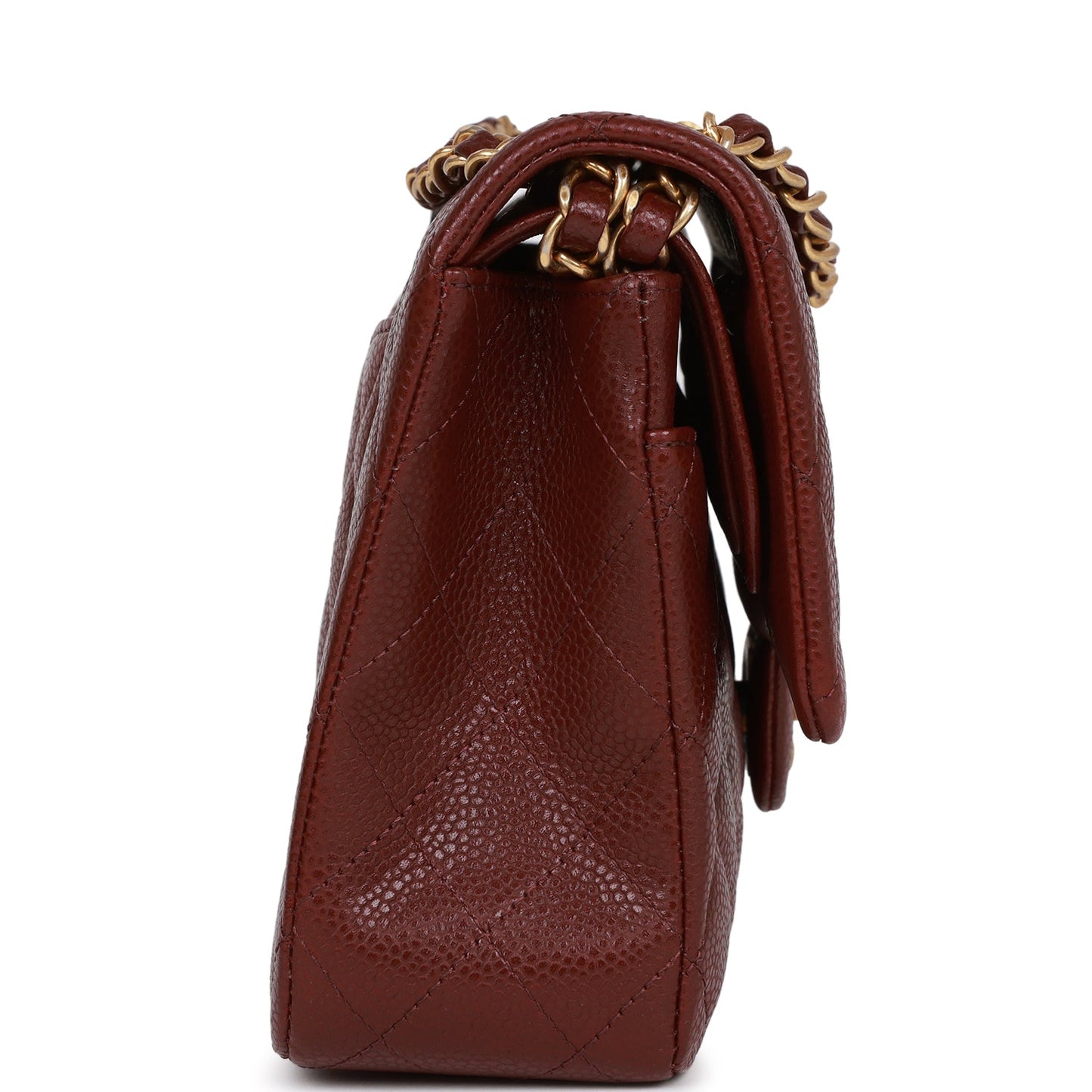Chanel Medium Classic Double Flap Bag Burgundy Caviar Antique Gold Hardware
