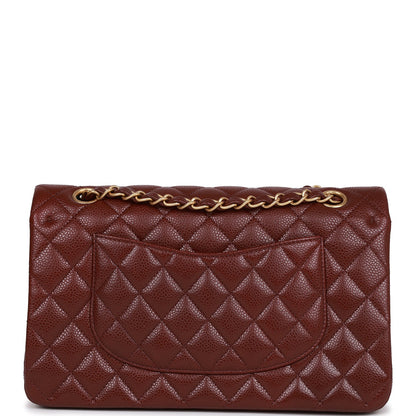 Chanel Medium Classic Double Flap Bag Burgundy Caviar Antique Gold Hardware