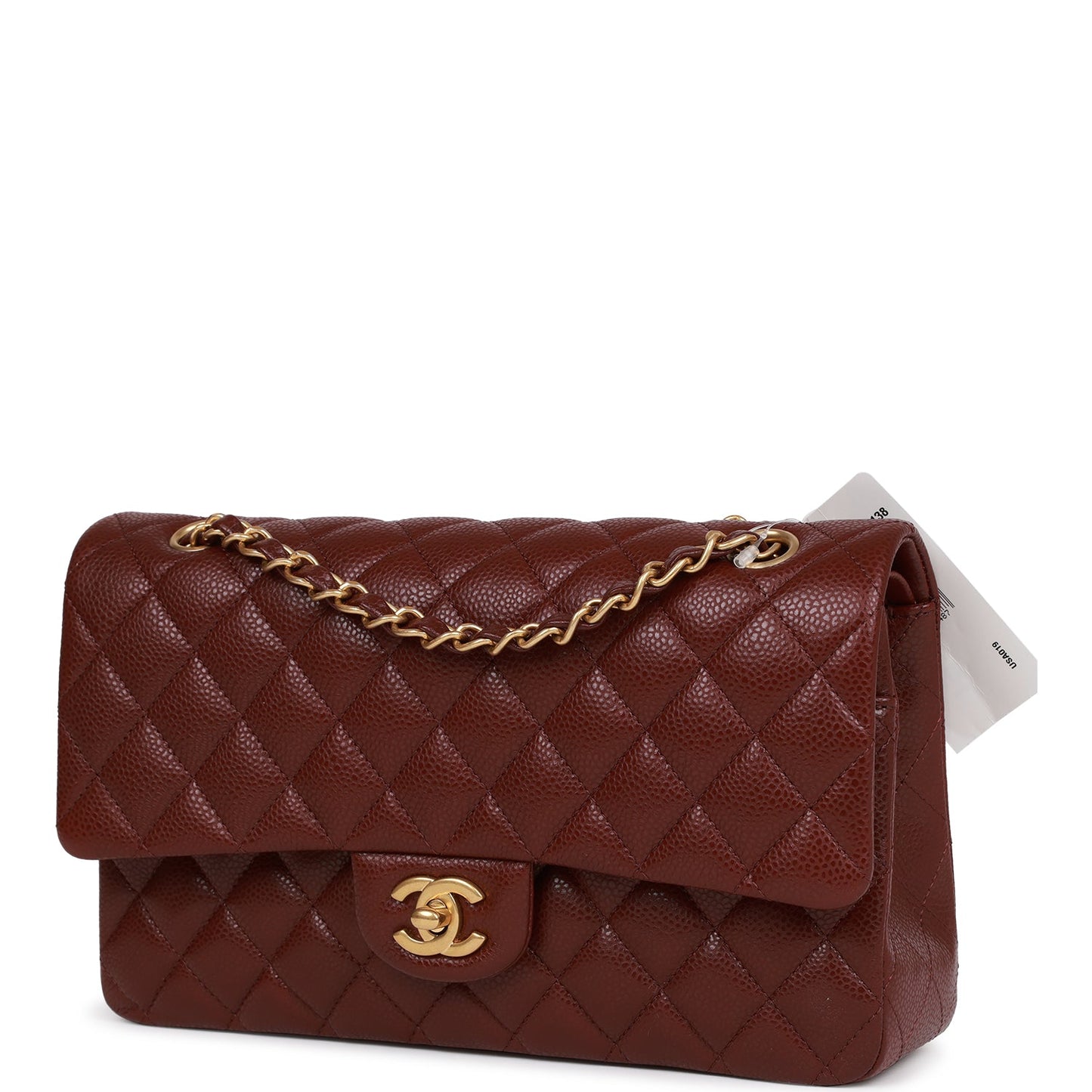 Chanel Medium Classic Double Flap Bag Burgundy Caviar Antique Gold Hardware
