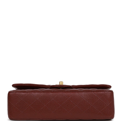 Chanel Medium Classic Double Flap Bag Burgundy Caviar Antique Gold Hardware