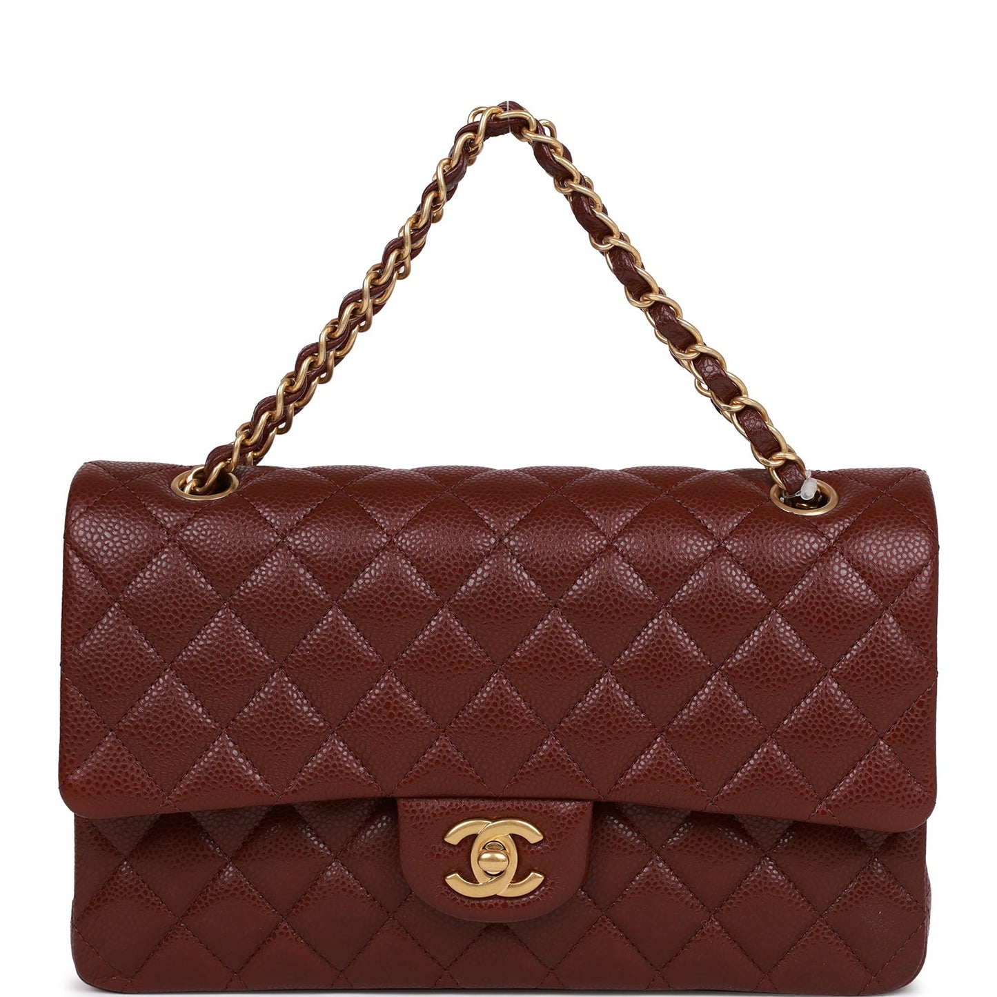Chanel Medium Classic Double Flap Bag Burgundy Caviar Antique Gold Hardware