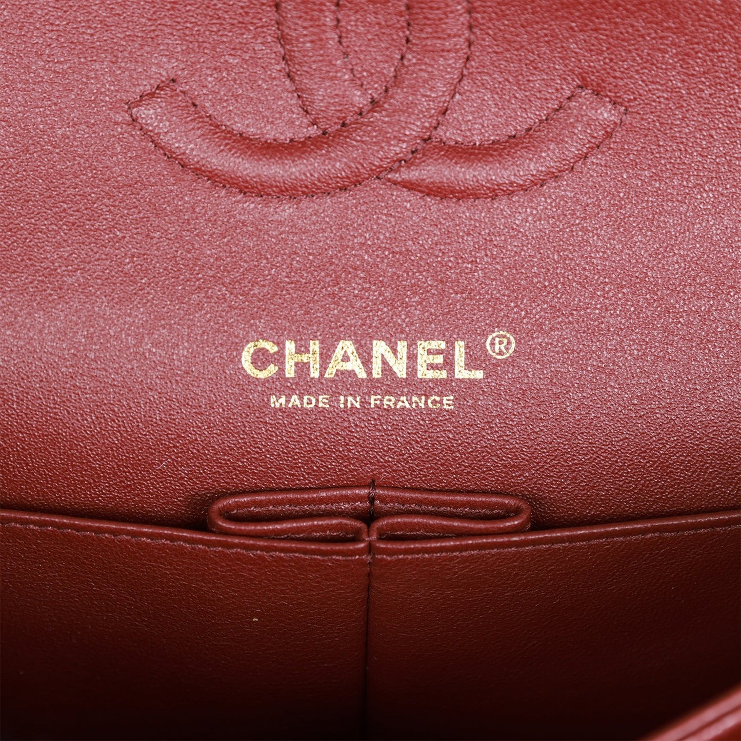 Chanel Medium Classic Double Flap Bag Burgundy Caviar Antique Gold Hardware