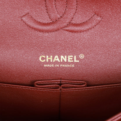 Chanel Medium Classic Double Flap Bag Burgundy Caviar Antique Gold Hardware