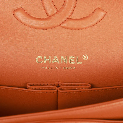 Chanel Medium Classic Double Flap Bag Caramel Caviar Light Gold Hardware