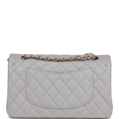 Chanel Medium Classic Double Flap Bag Grey Caviar Light Gold Hardware