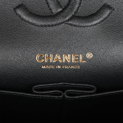 Chanel Medium Classic Double Flap Bag Black Patent Light Gold Hardware