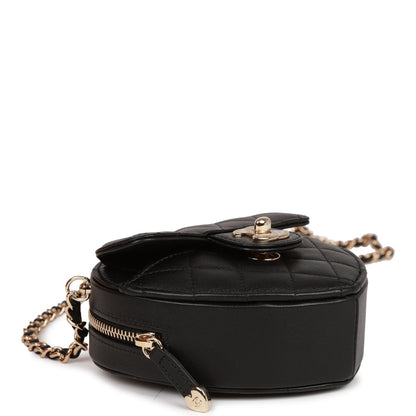 Chanel CC In Love Heart Clutch with Chain Black Lambskin Light Gold Hardware