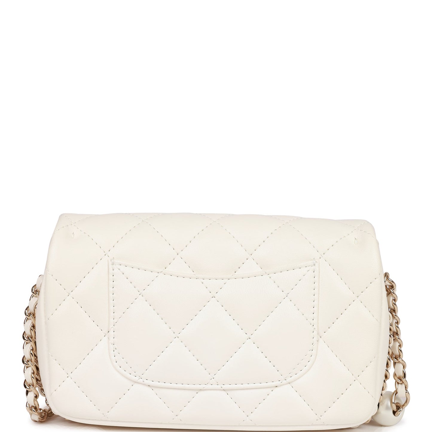 Chanel Flap Bag Imitation Pearl White Lambskin Light Gold Hardware