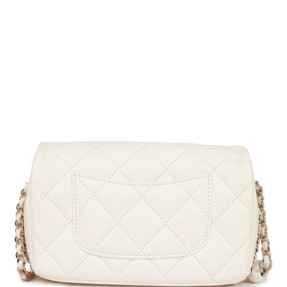 Chanel Flap Bag Imitation Pearl White Lambskin Light Gold Hardware