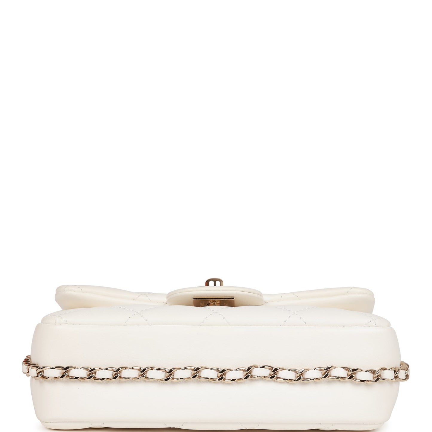 Chanel Flap Bag Imitation Pearl White Lambskin Light Gold Hardware