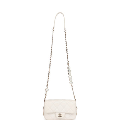 Chanel Flap Bag Imitation Pearl White Lambskin Light Gold Hardware
