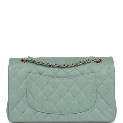 Chanel Medium Classic Double Flap Bag Green Caviar Light Gold Hardware