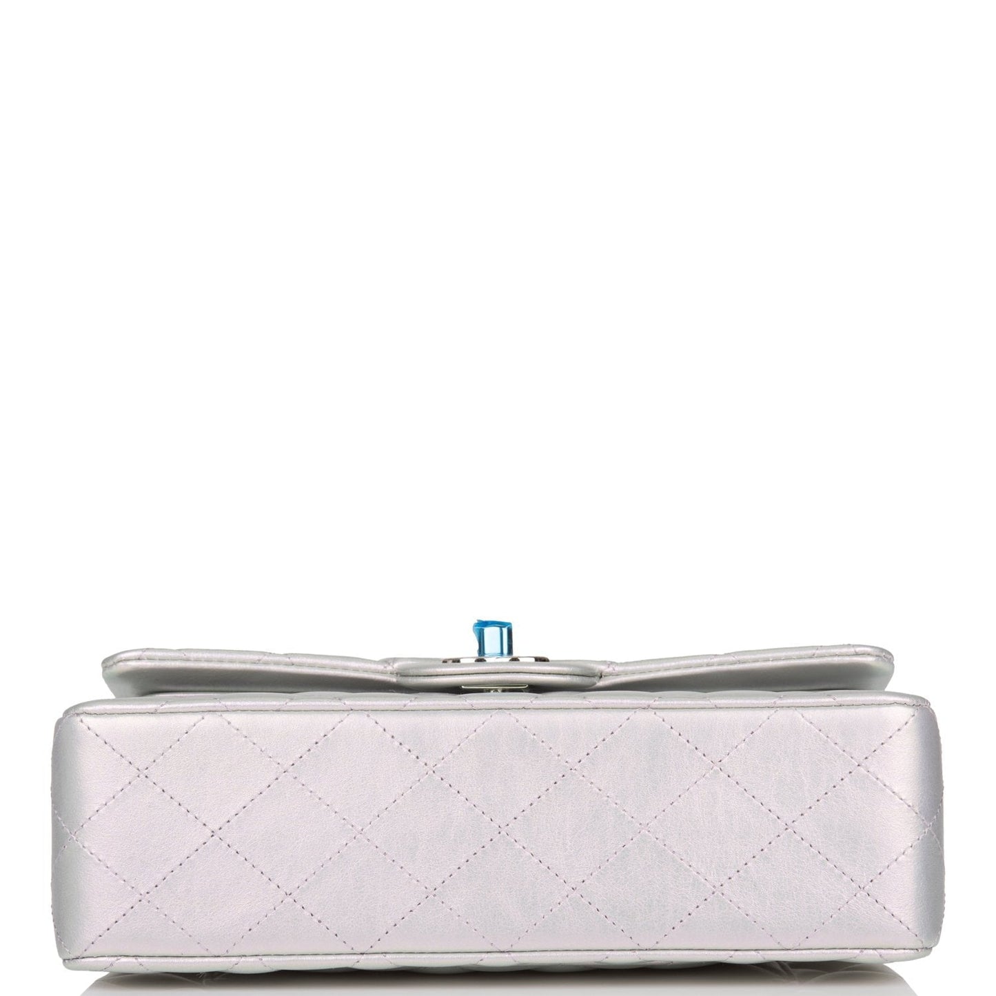 Chanel Small Classic Double Flap Bag Purple Iridescent Lambskin Silver Hardware