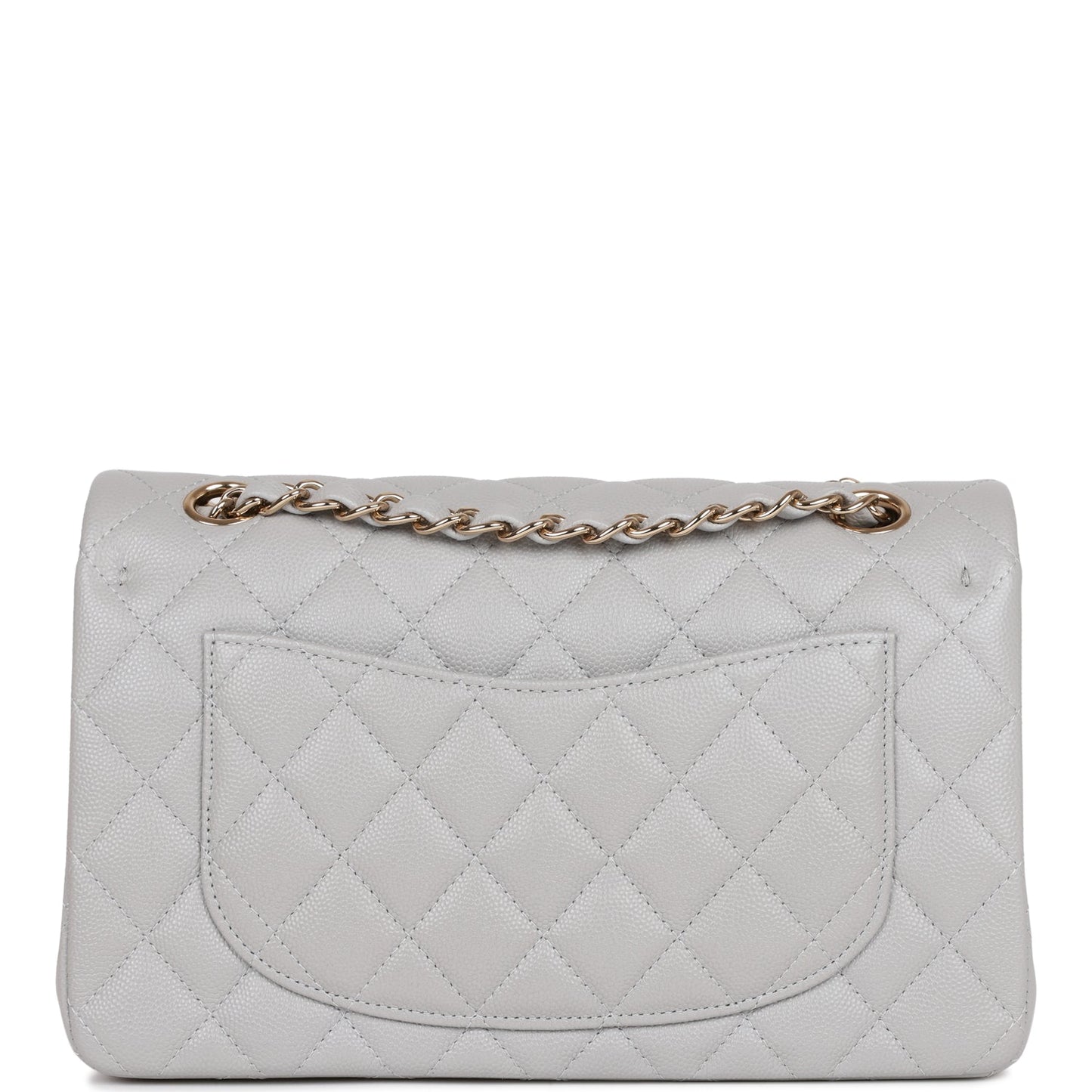 Chanel Small Classic Double Flap Grey Caviar Light Gold Hardware