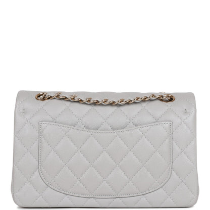 Chanel Small Classic Double Flap Grey Caviar Light Gold Hardware