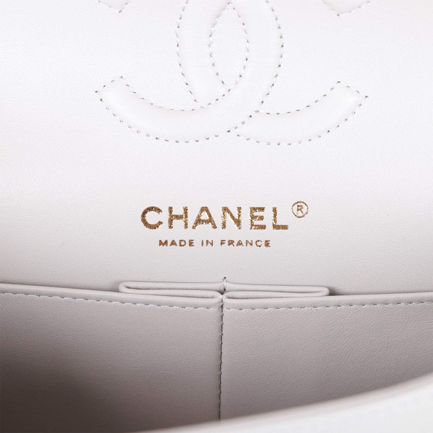 Chanel Small Classic Double Flap Grey Caviar Light Gold Hardware