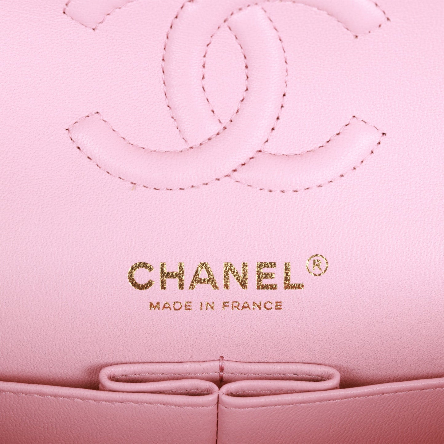 Chanel Small Chevron Classic Double Flap Pink Calfskin Light Gold Hardware